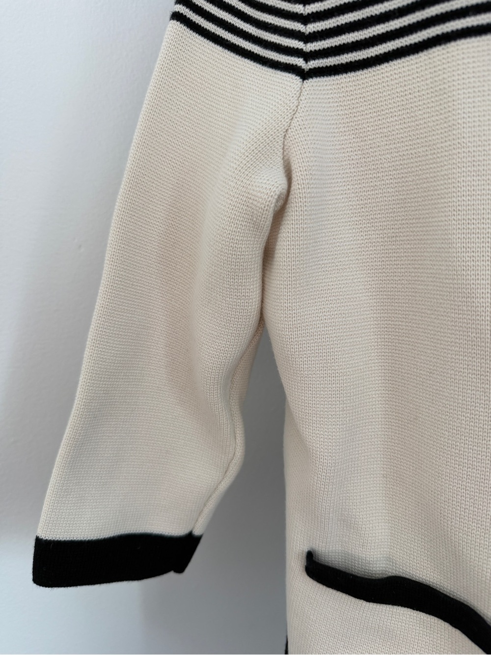 Talbots Black and Cream Striped Zip-Front Cardigan - Picture 5 of 5